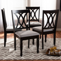 Baxton Studio RH316C-Grey/Dark Brown-DC Reneau Modern and Contemporary Gray Fabric Upholstered Espresso Brown Finished Wood Dining Chair Set of 4